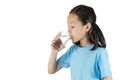 Face portrait of gril drinking water isolated on white background,Life canÃ¢â¬â¢t live without drinking water.